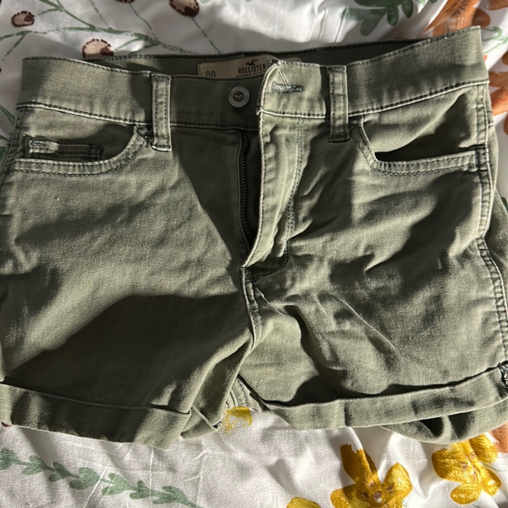Hollister green jean shorts